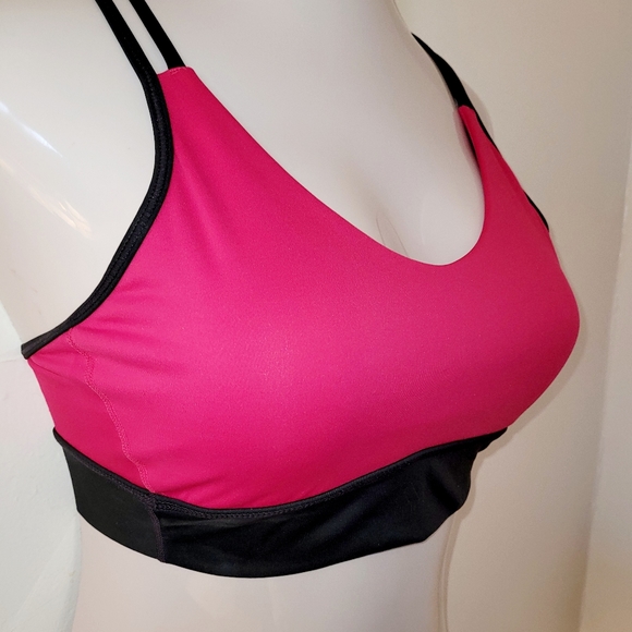 ADIDAS Medium Sports Bra Top Criss Cross Straps FUSHIA Gray NWT - Picture 3 of 8